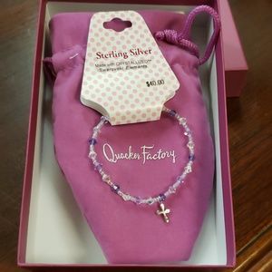 Quacker Factory SS Swarovski Girls Cross Bracelet